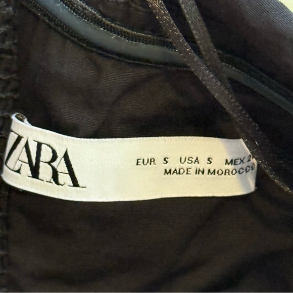 ZARA Black Asymmetrical Bow Crop Top One Shoulder Party Blouse SZ S cotton - Picture 7 of 7